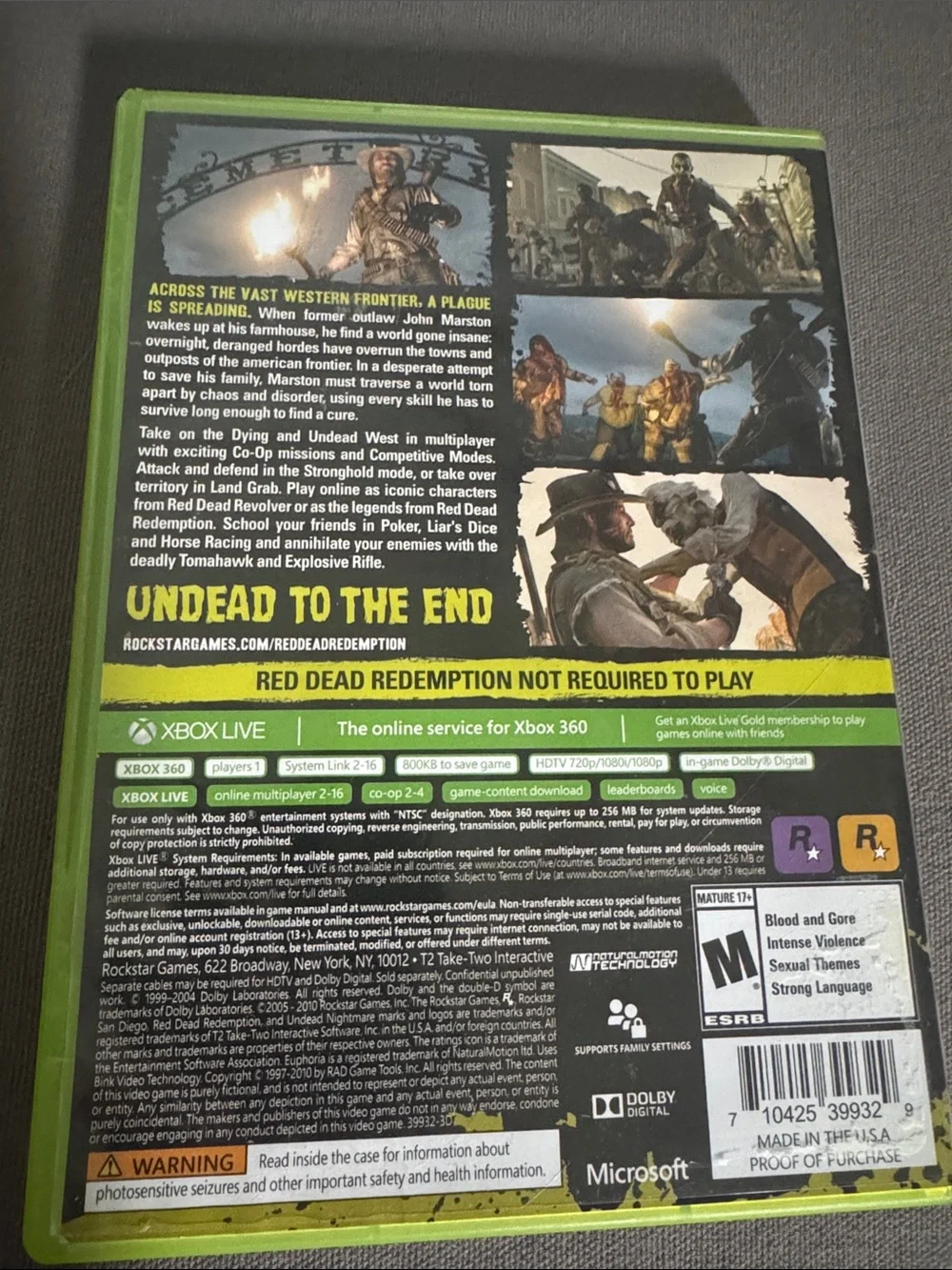 Microsoft Xbox 360 Red Dead Redemption: Undead Nightmare (green, yellow, orange)